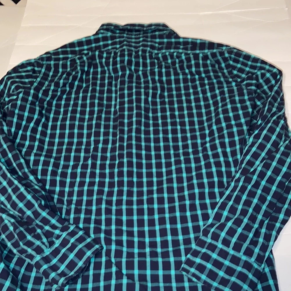 J. Crew button down long sleeved teal and black button downed shirt
